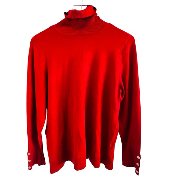 Chicos Red Turtleneck Long Sleeve Sweater Top - Picture 1 of 5